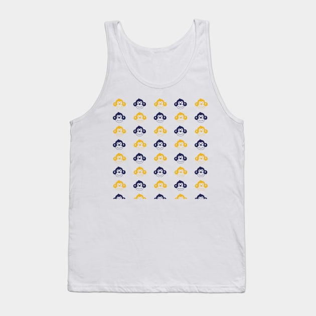 Cute monkies in musterd yellow and dark blue Tank Top by bigmoments